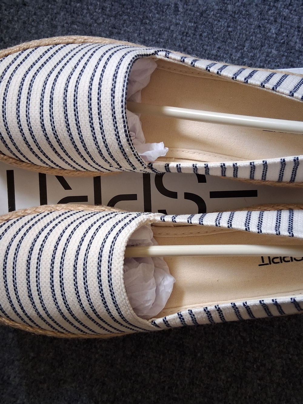 Esprit Striped Canvas Espadrilles - Navy & Cream